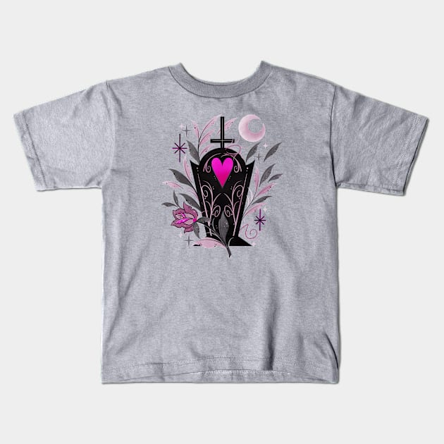 Love is dead cute goth grave stone Kids T-Shirt by Tex doodles 